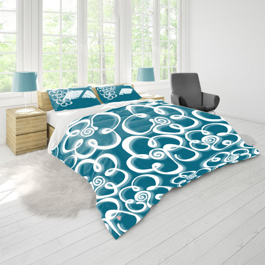 Daisies on Teal Duvet Cover Set By Fifo