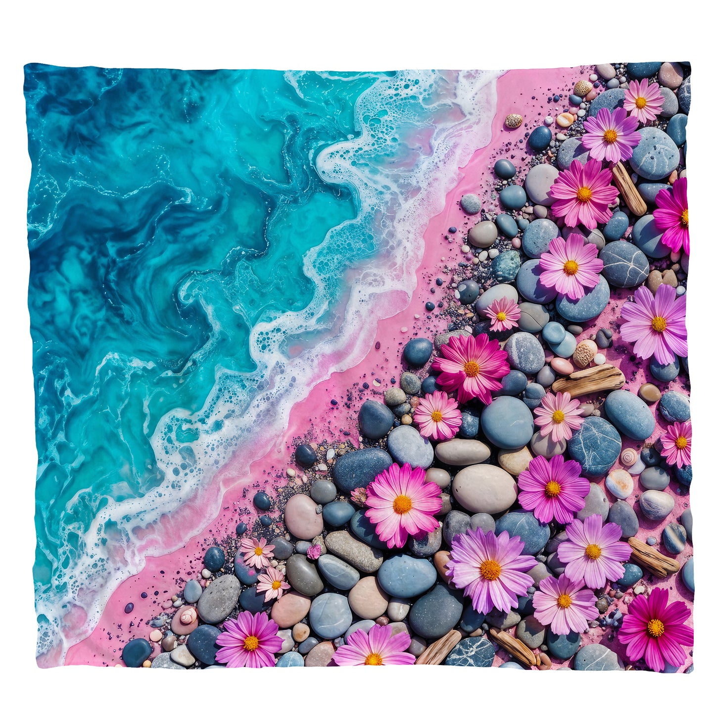 Daisy Pebble Beach Light Weight Fleece Blanket