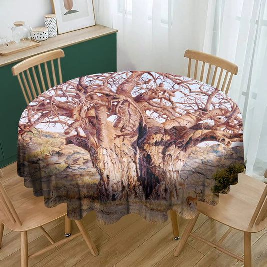 The Giant Baobab Round Tablecloth By Delene Lambert
