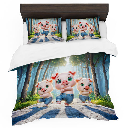 Dancing Piggys Kids Duvet Cover Set