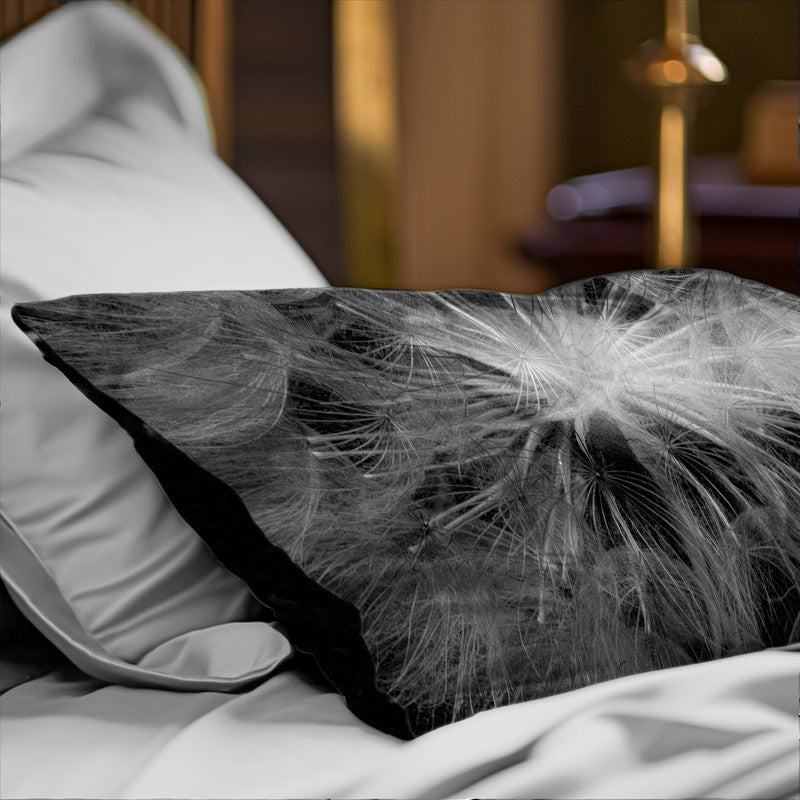 Dandelion Close Up Black White Oblong Luxury Scatter by Annette Heymans