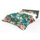 Dark Aqua Flowers Mix Duvet Cover Set by Mark van Vuuren