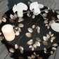 Dark Brown Leaves On Black Round Tablecloth by Mark van Vuuren
