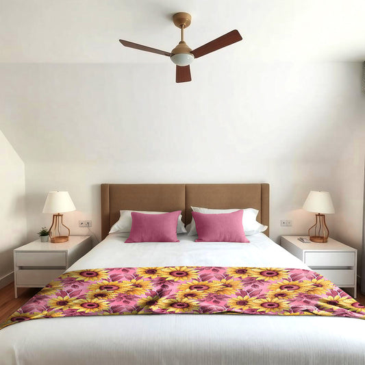 Dark Pink Sunflowers Light Bed Throw