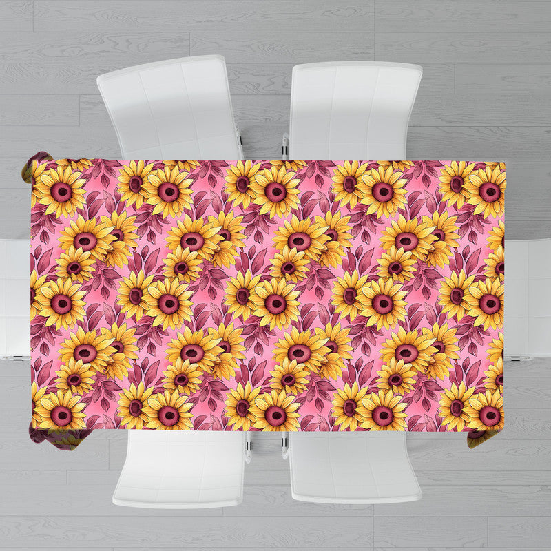 Dark Pink Sunflowers Rectangle Tablecloth