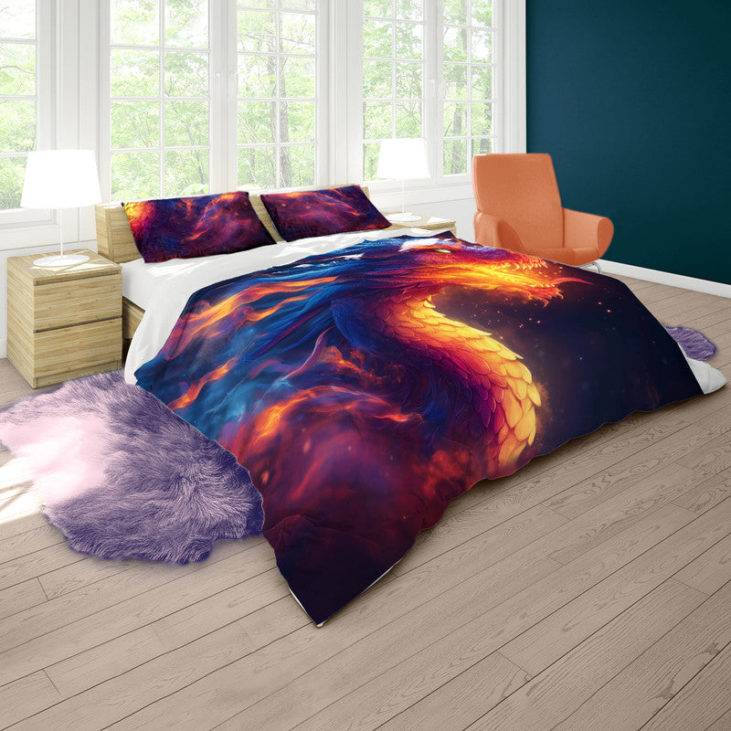 Dark Purple Dragon Duvet Cover Set by Wikus Schalkwyk