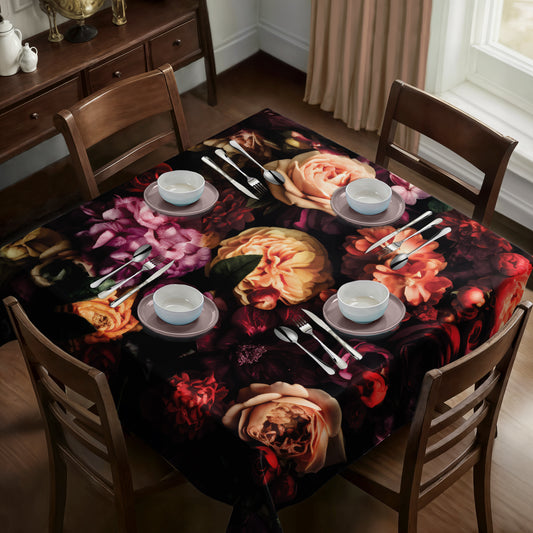 Dark Moody Flowers Square Tablecloth