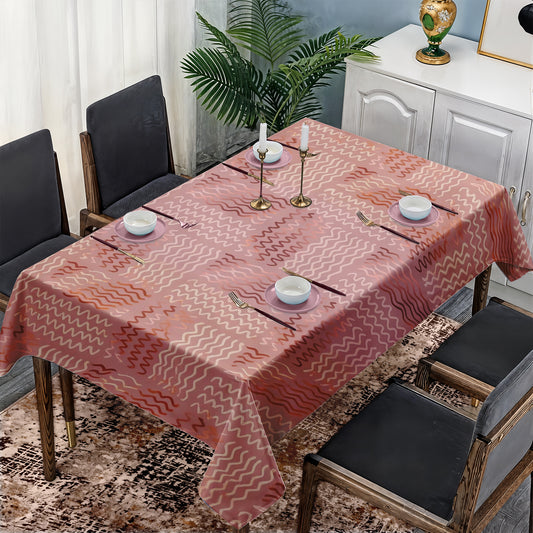 Dark Peach Zigzag Pattern Rectangle Tablecloth