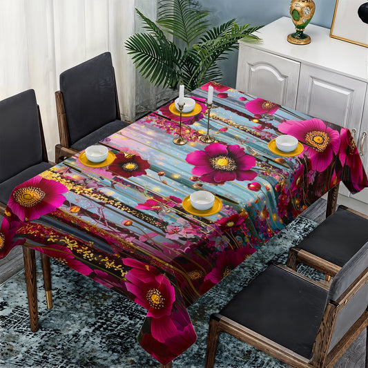 Dark Purple Blooming Daisey Rectangle Tablecloth
