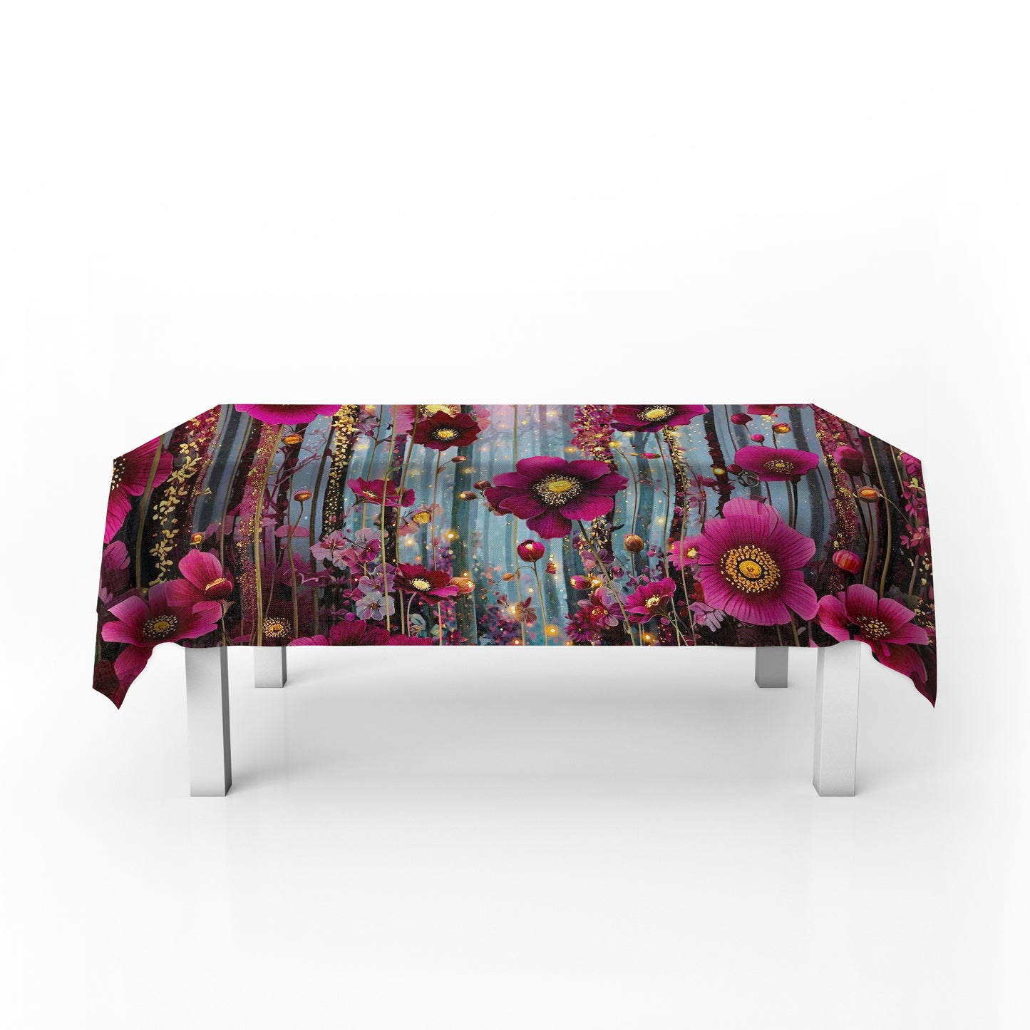 Dark Purple Blooming Daisey Rectangle Tablecloth