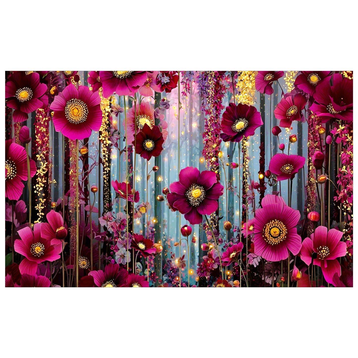 Dark Purple Blooming Daisey Rectangle Tablecloth