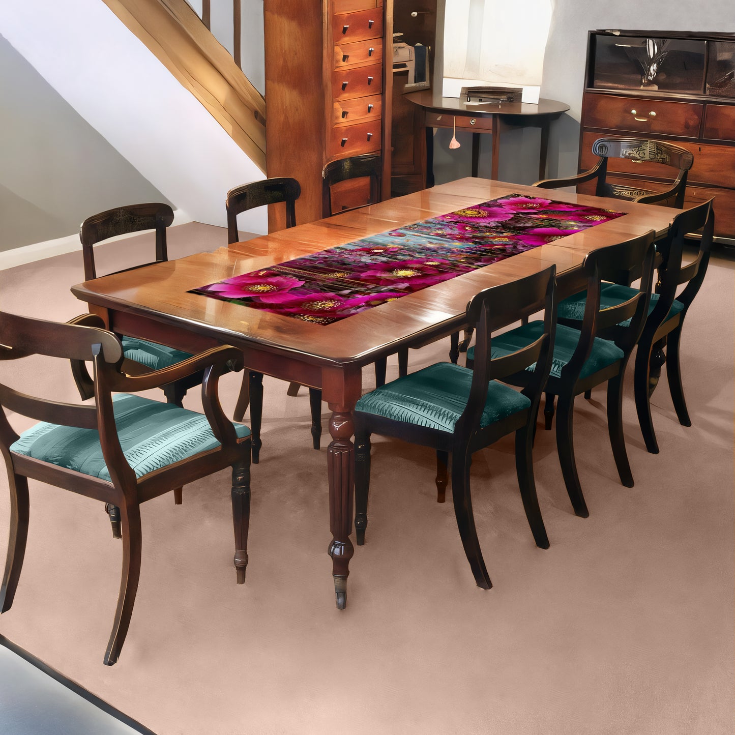 Dark Purple Blooming Daisy 160cm Table Runner