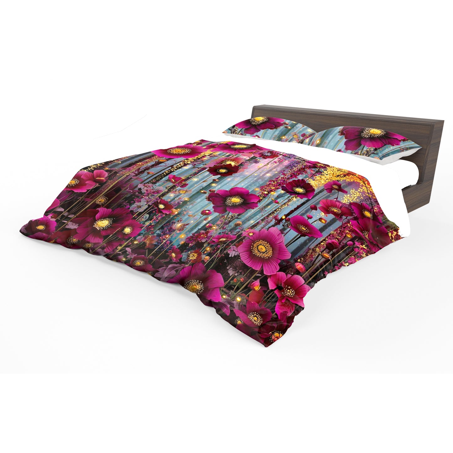 Dark Purple Blooming Daisy Duvet Cover Set
