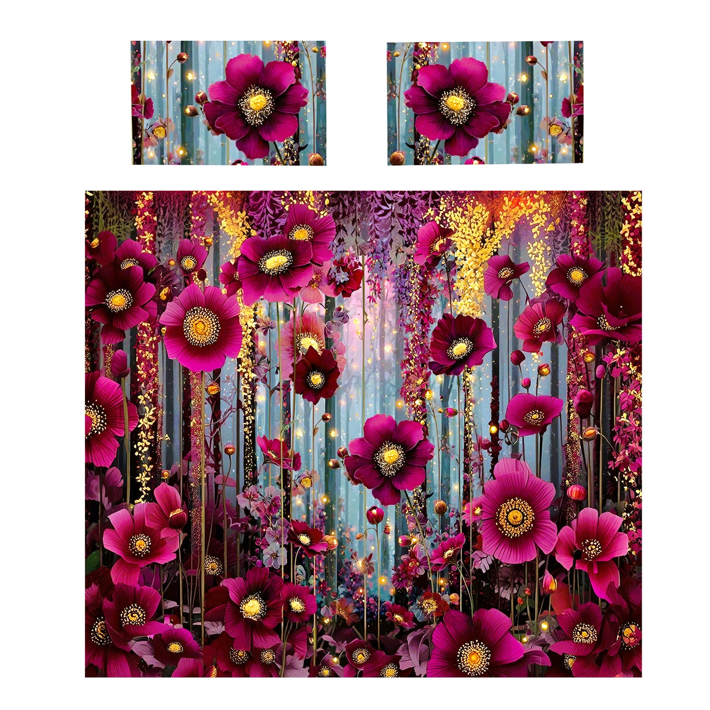 Dark Purple Blooming Daisy Duvet Cover Set