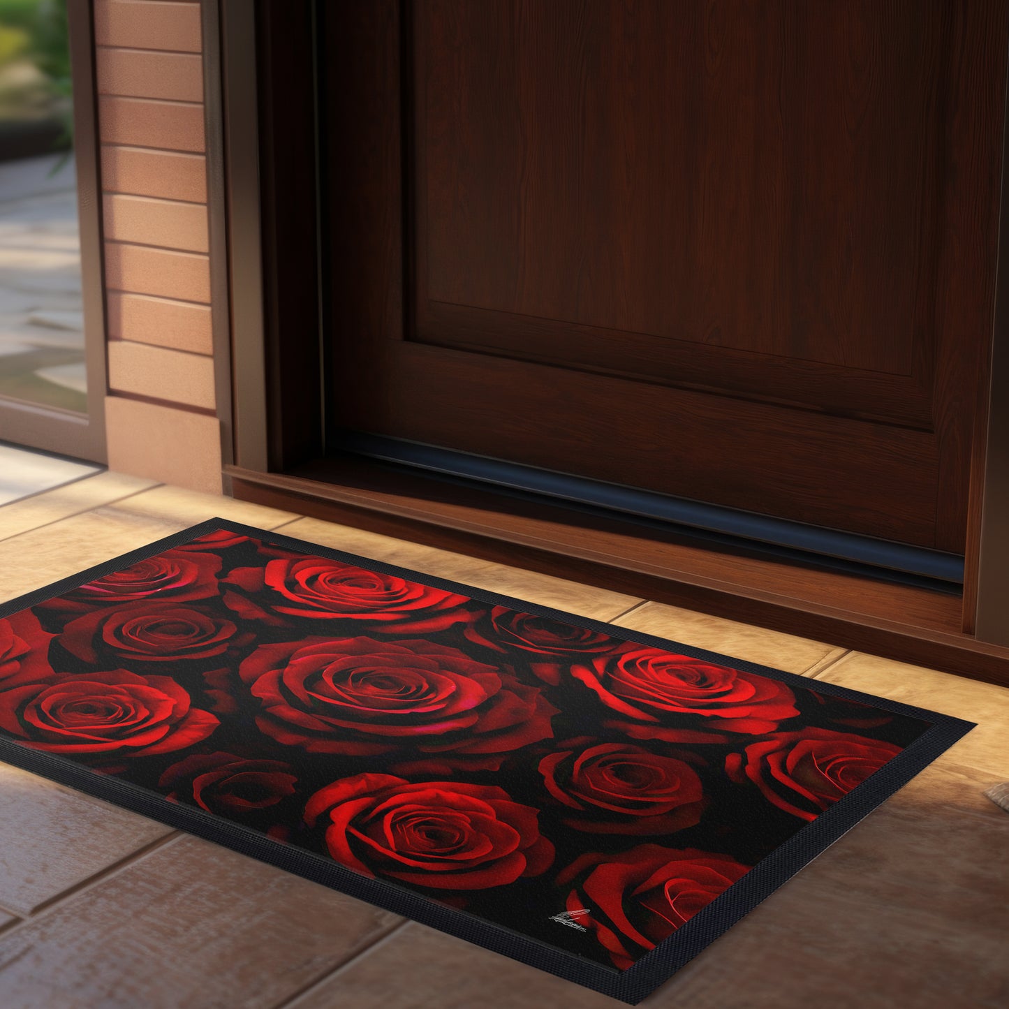 Dark Rose Garden Door Mat by Nathan Pieterse