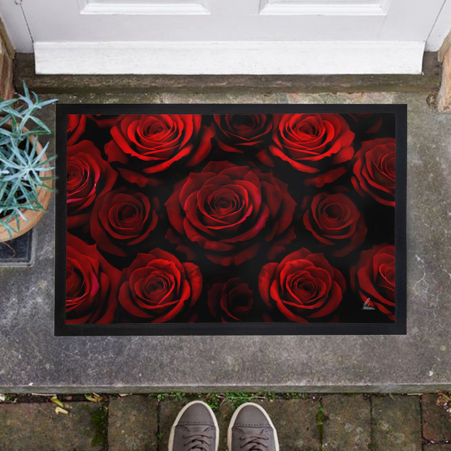 Dark Rose Garden Door Mat by Nathan Pieterse