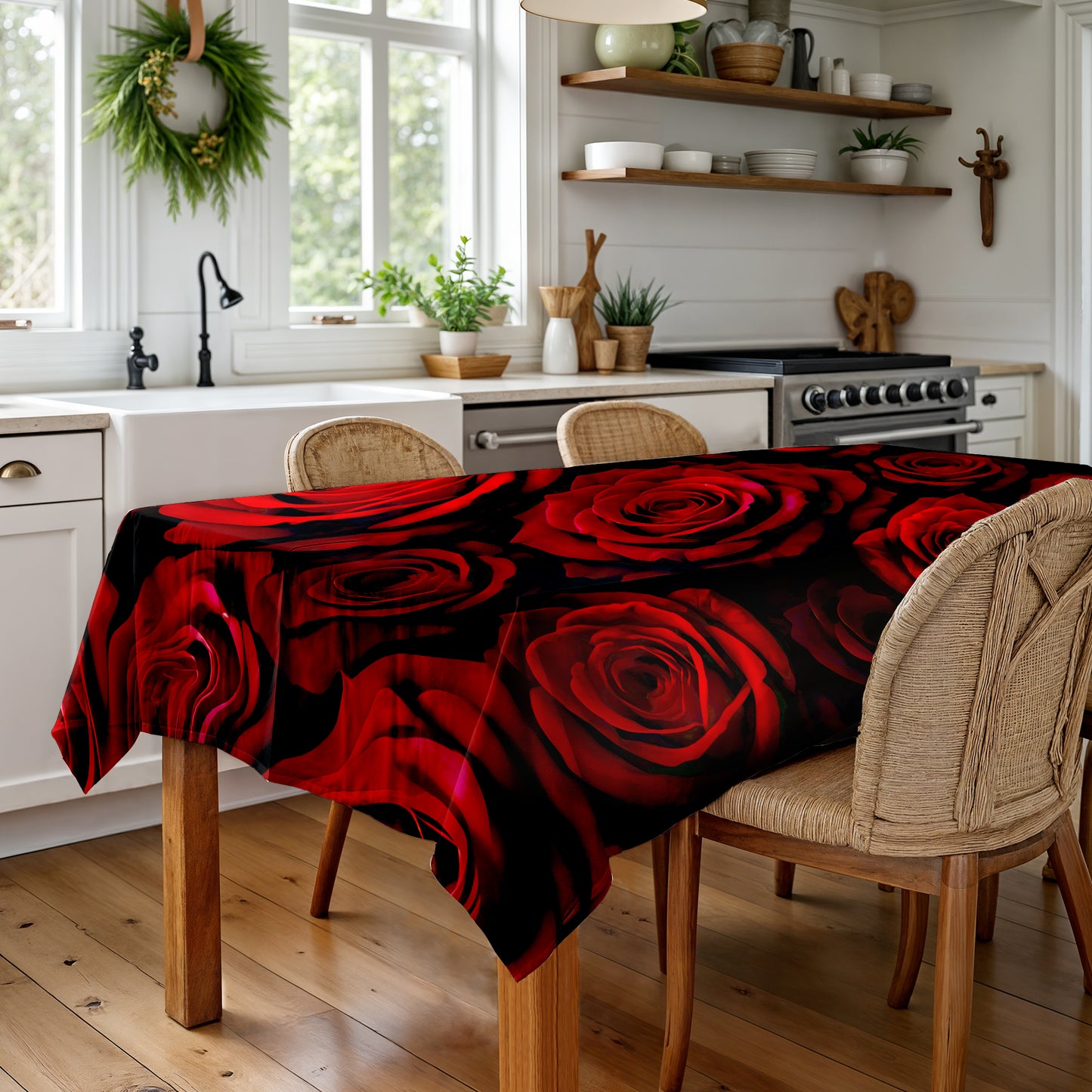 Dark Rose Garden Rectangle Tablecloth by Nathan Pieterse