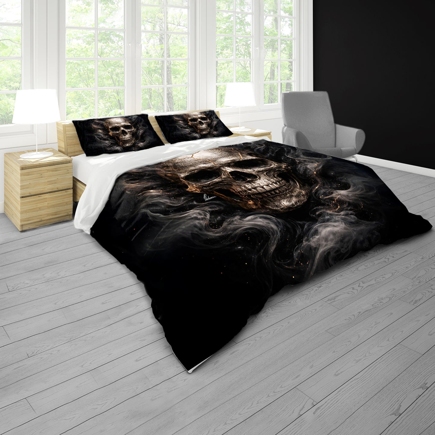 Dark Skull Duvet Cover Set by Nathan Pieterse