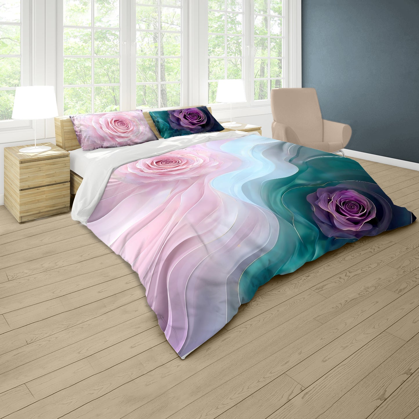 Dawn and Dusk Roses Duvet Cover Set