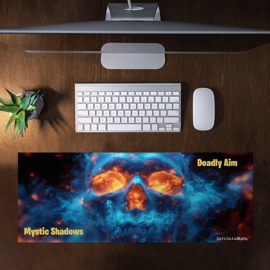 Deadly Aim Shadow Skull by Wikus Schalkwyk Large Desk Pad