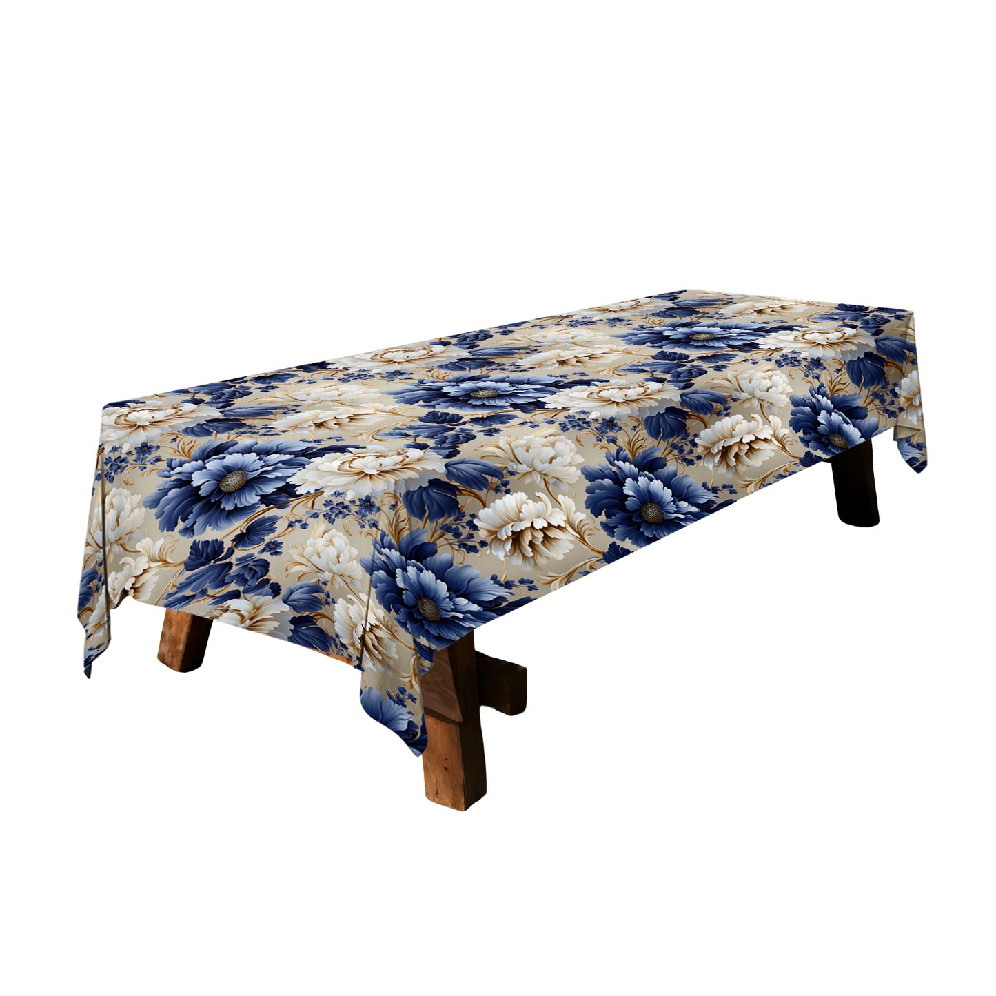 Decorative Blue Rose Pattern 3m Rectangle Tablecloth