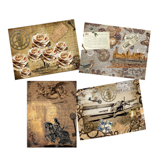 Steampunk Rose Decoupage A3