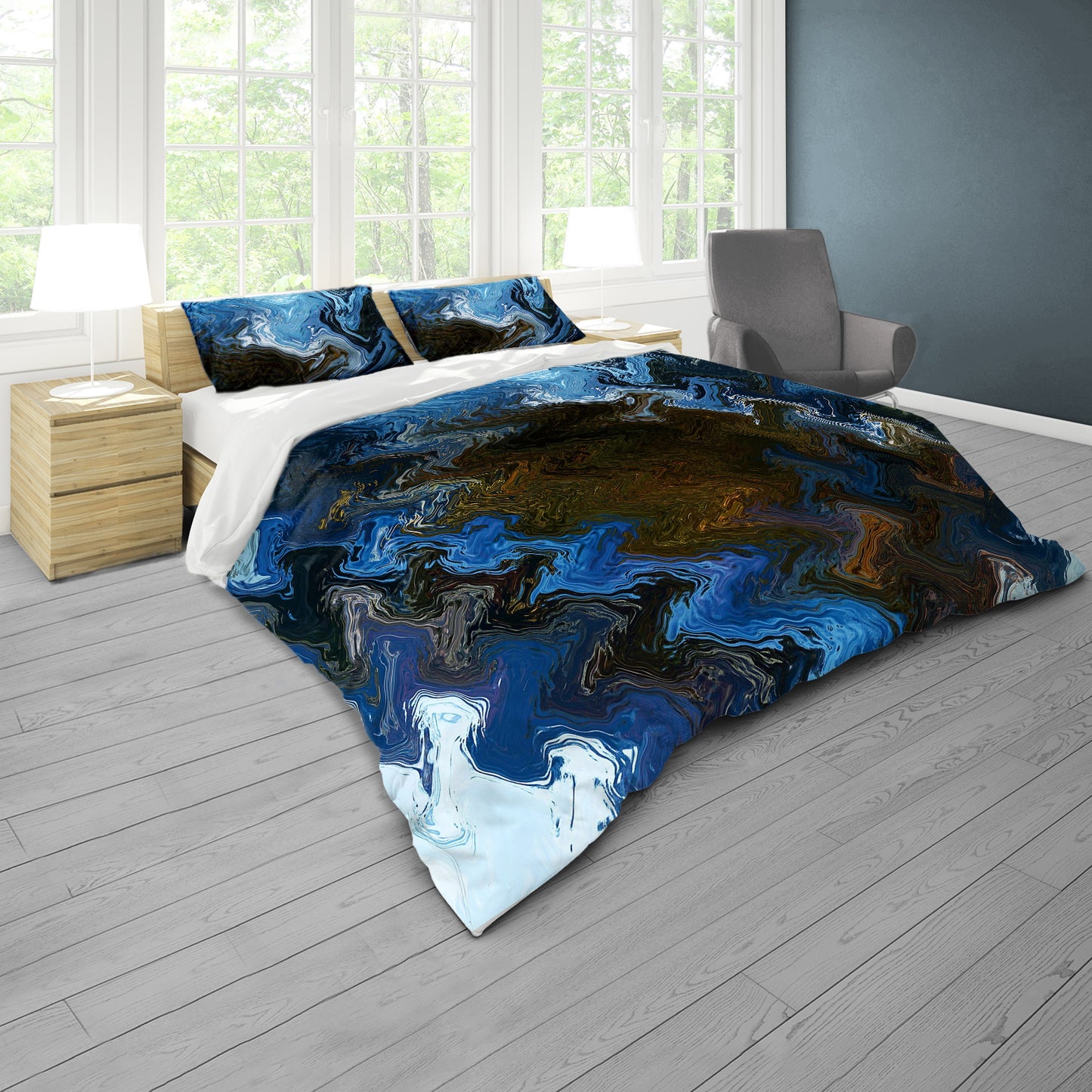 Deep Blue Duvet Cover Set