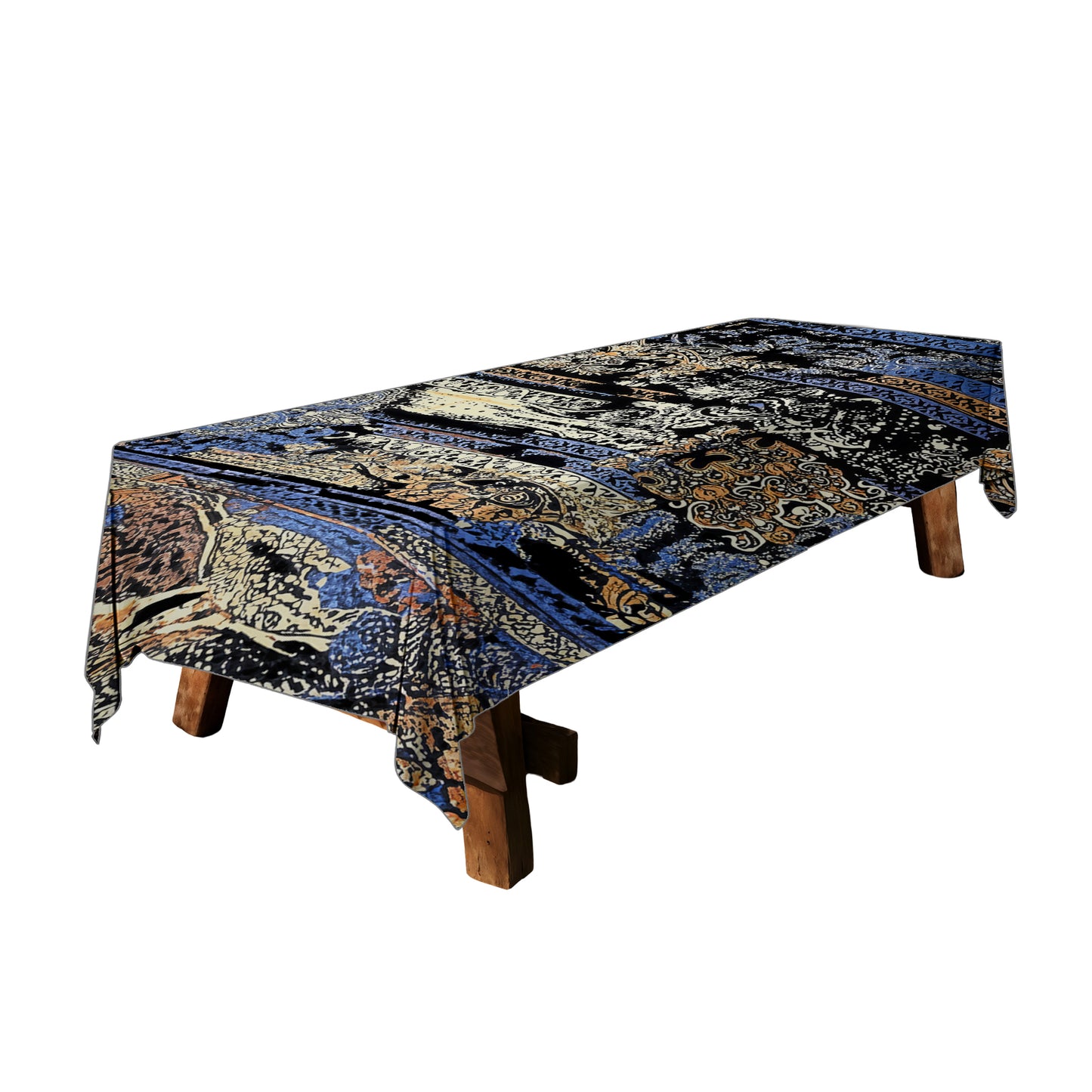 Deep Blue and Yellow Patterns 3m Rectangle Tablecloth