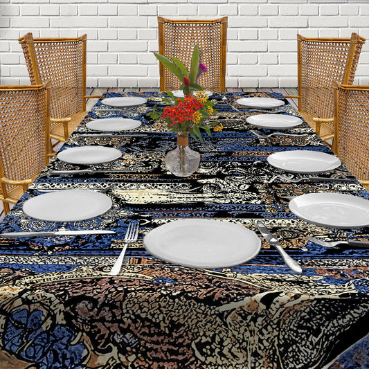 Deep Blue and Yellow Patterns 3m Rectangle Tablecloth
