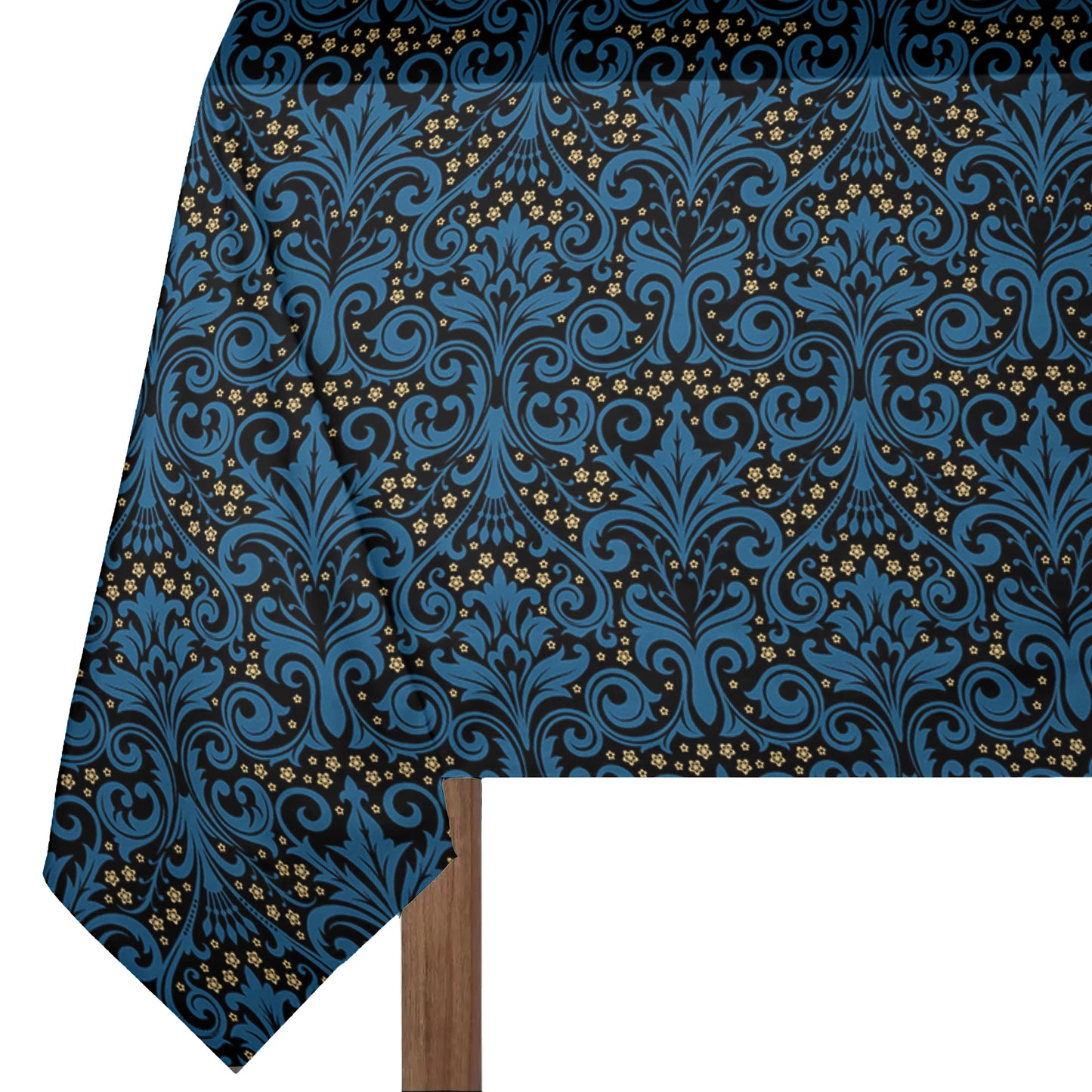 Deep Blue on Black 3m Rectangle Tablecloth