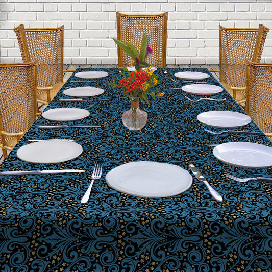 Deep Blue on Black 3m Rectangle Tablecloth
