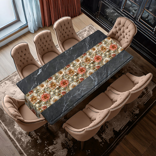 Deep Cream Peonies Table Runner