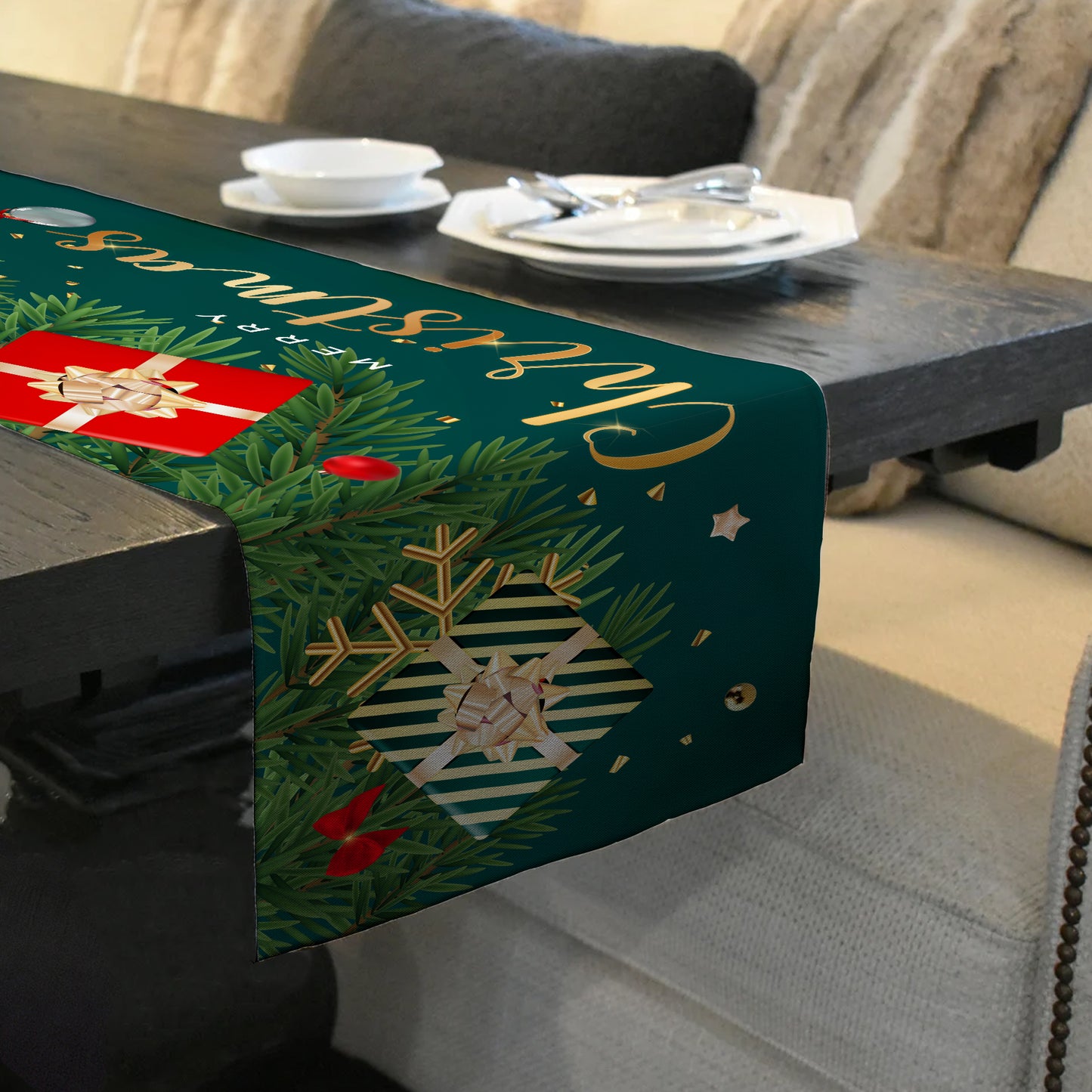 Deep Green Christmas Table Runner