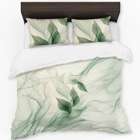Deep Green Leaves Duvet Cover Set