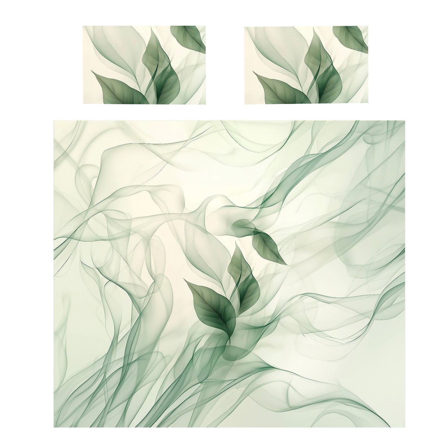 Deep Green Leaves Duvet Cover Set