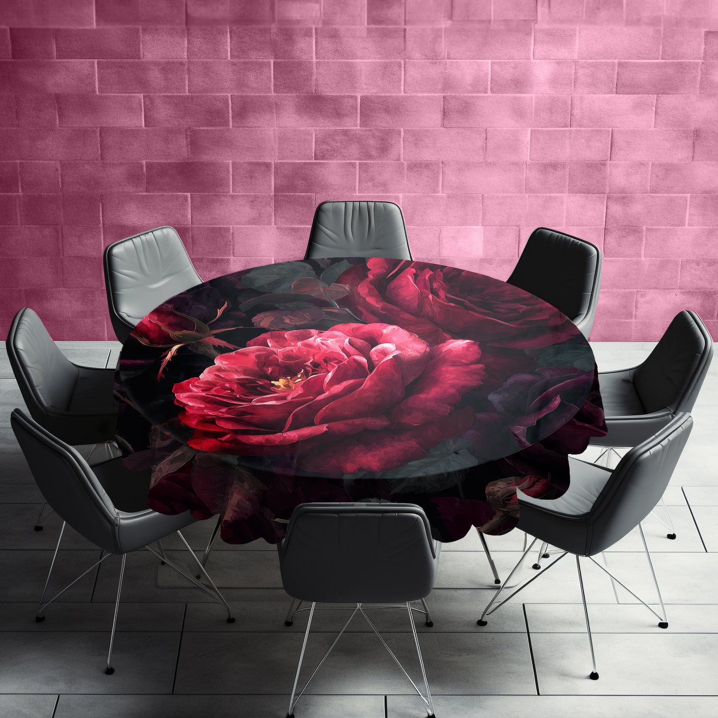 Deep Red Roses Round Tablecloth by Wikus Schalkwyk