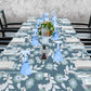 Deep Sage Green with White Floral Pattern 3m Rectangle Tablecloth