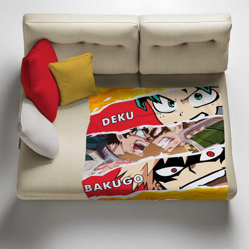 Deku vs Bakugo Light Weight Fleece Blanket