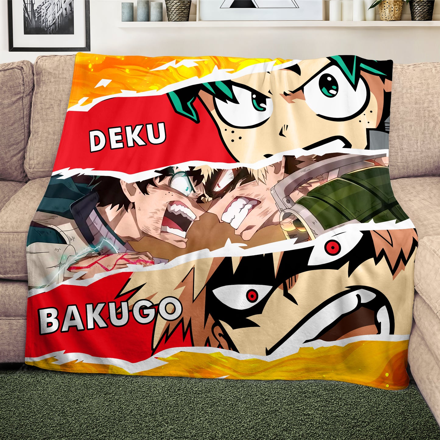 Deku vs Bakugo Light Weight Fleece Blanket