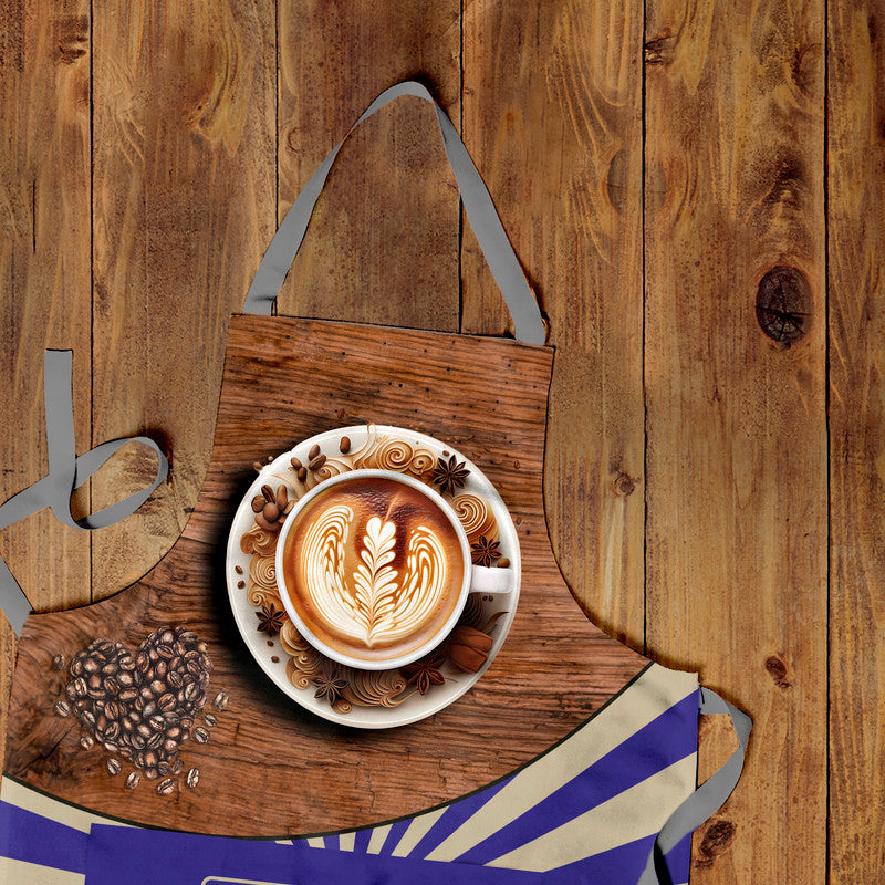 Delicious Coffee Blue Medium Length Apron