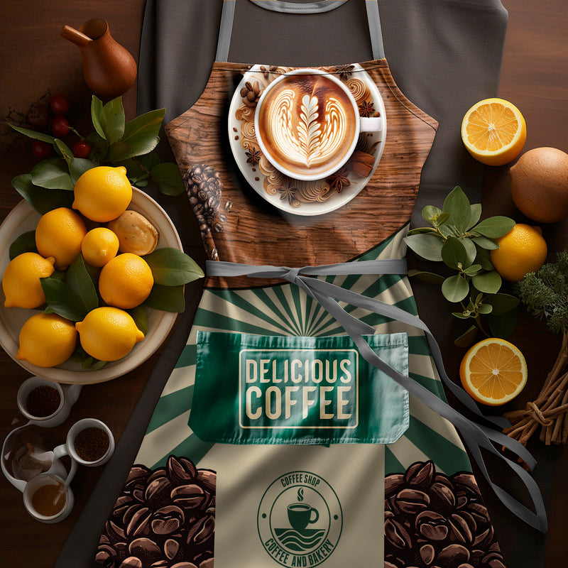 Delicious Coffee Green Medium Length Apron