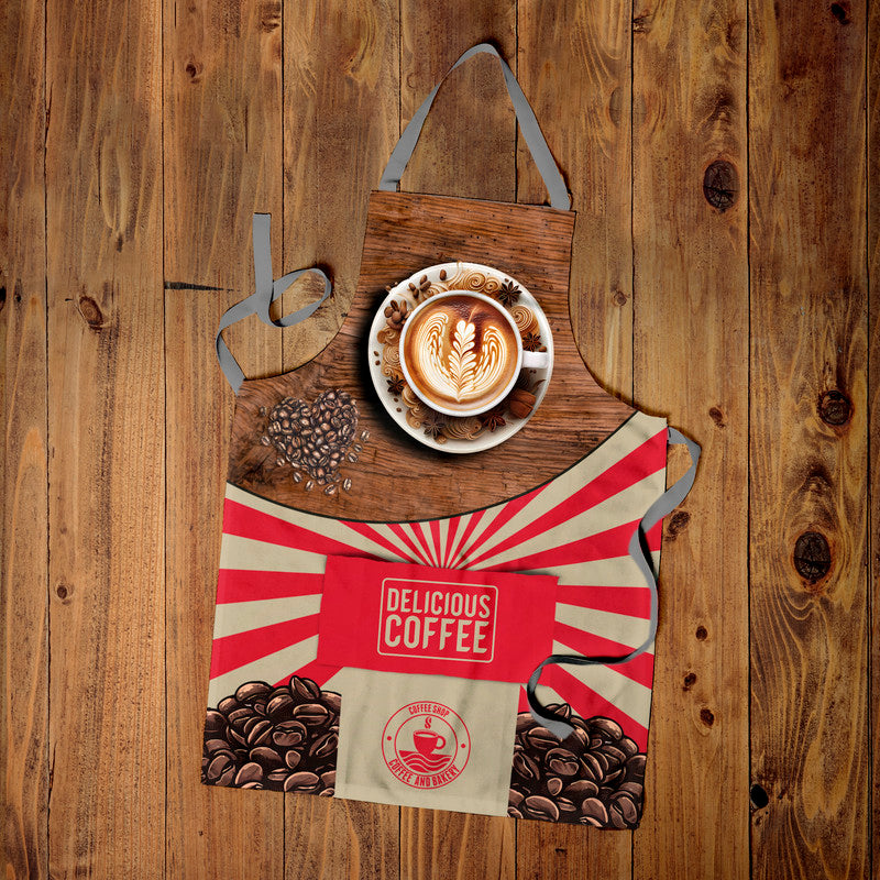 Delicious Coffee Red Medium Length Apron
