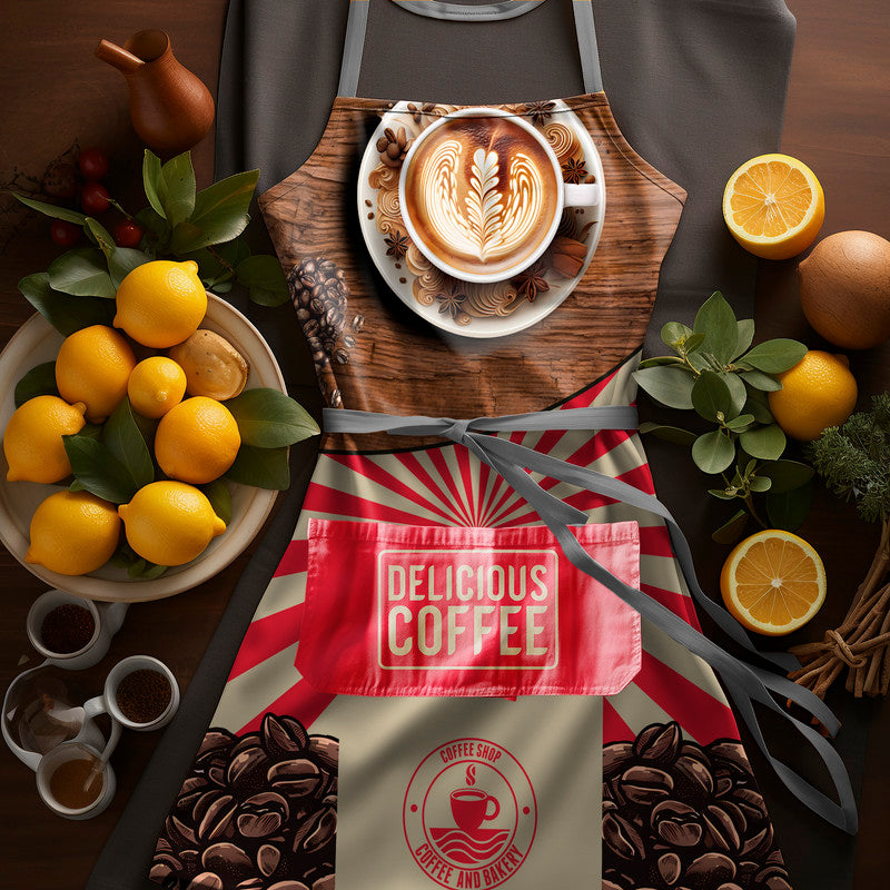 Delicious Coffee Red Medium Length Apron