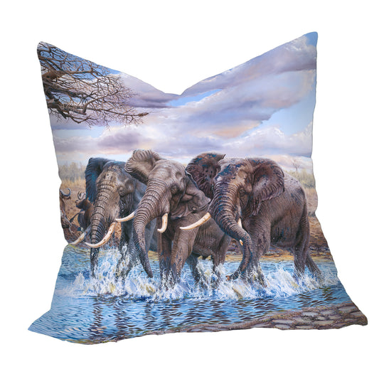 Elephants at the Watering Hole Luxury Scatter By Delene Lambert