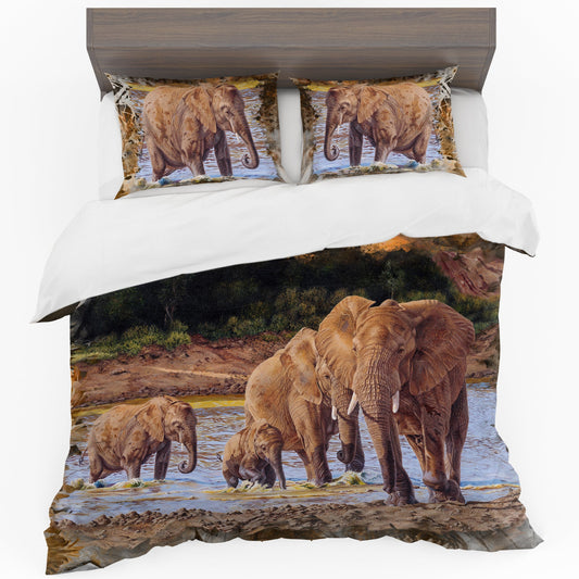 SPECIAL: Elephants Duvet Cover Set By Delene Lambert - Three Quarter