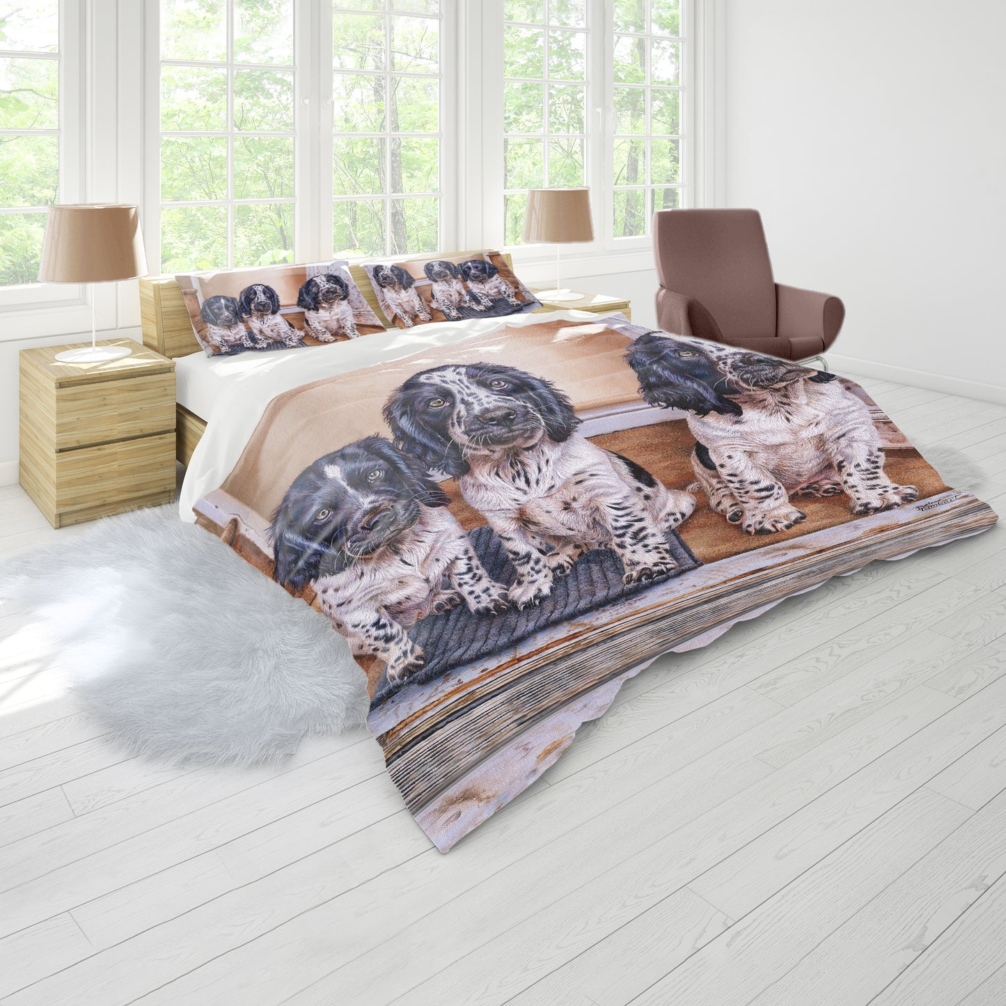 Puppies Duvet Cover Set By Delene Lambert