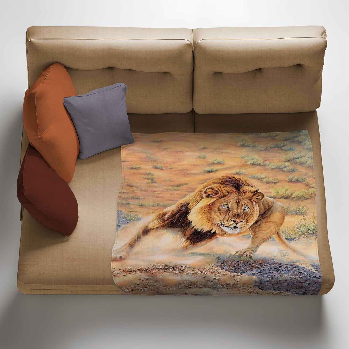 Lion Light Weight Fleece Blanket by Delene Lambert