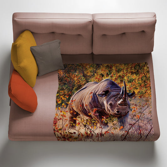 Rhino Fleece Blanket by Delene Lambert