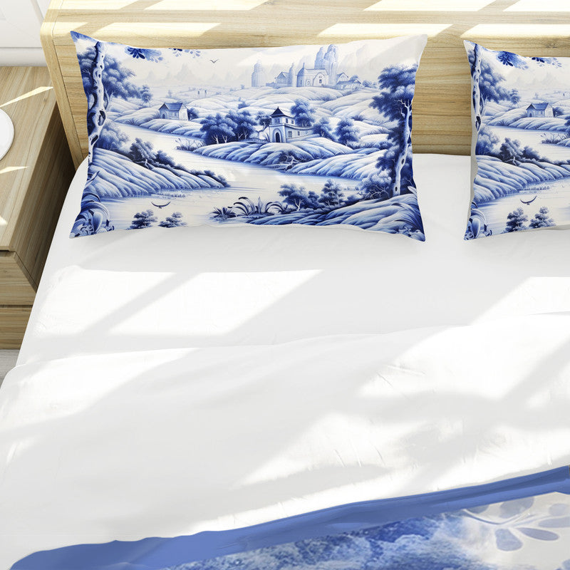 Delft Blue Botanic 2400x2100 Queen Duvet