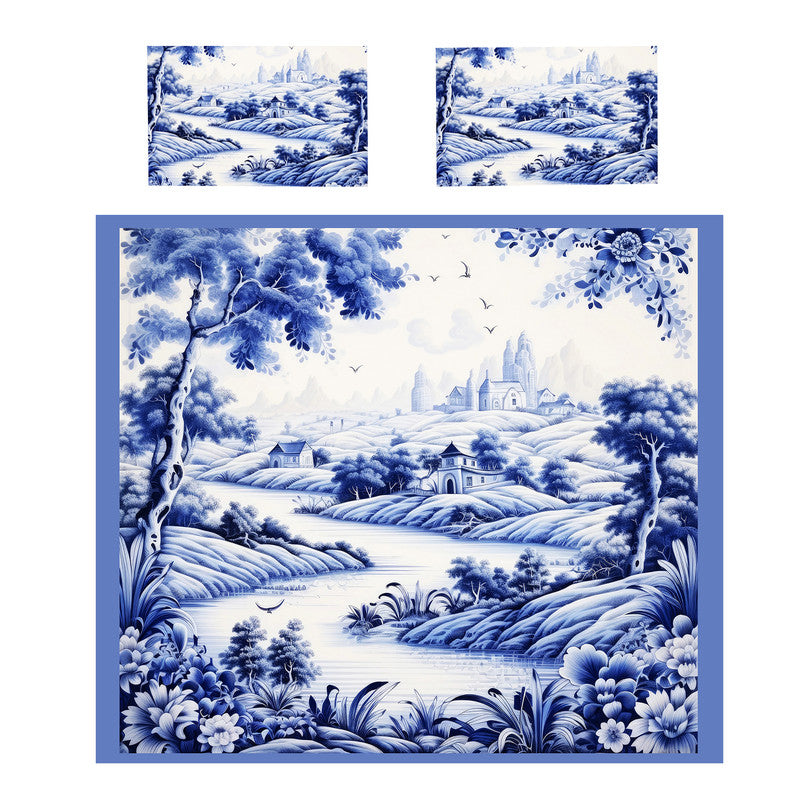 Delft Blue Botanic 2400x2100 Queen Duvet